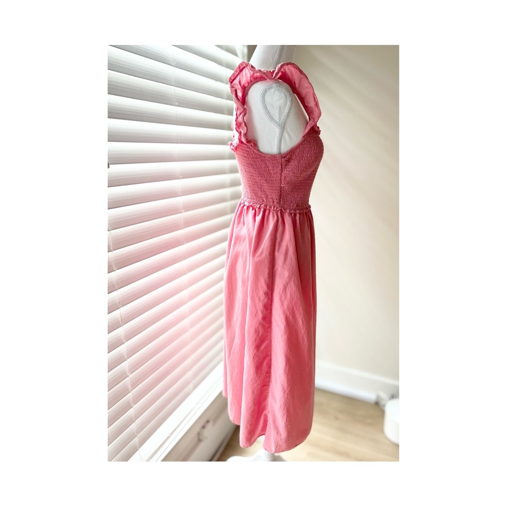 Wilfred Pink Smocked Midi Sundress with Ruffle Straps - Picture 3 of 5